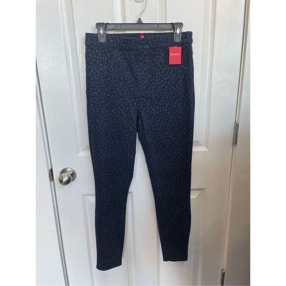 NWT Spanx Women's Denim Leopard embellished Legging Jeans Size L